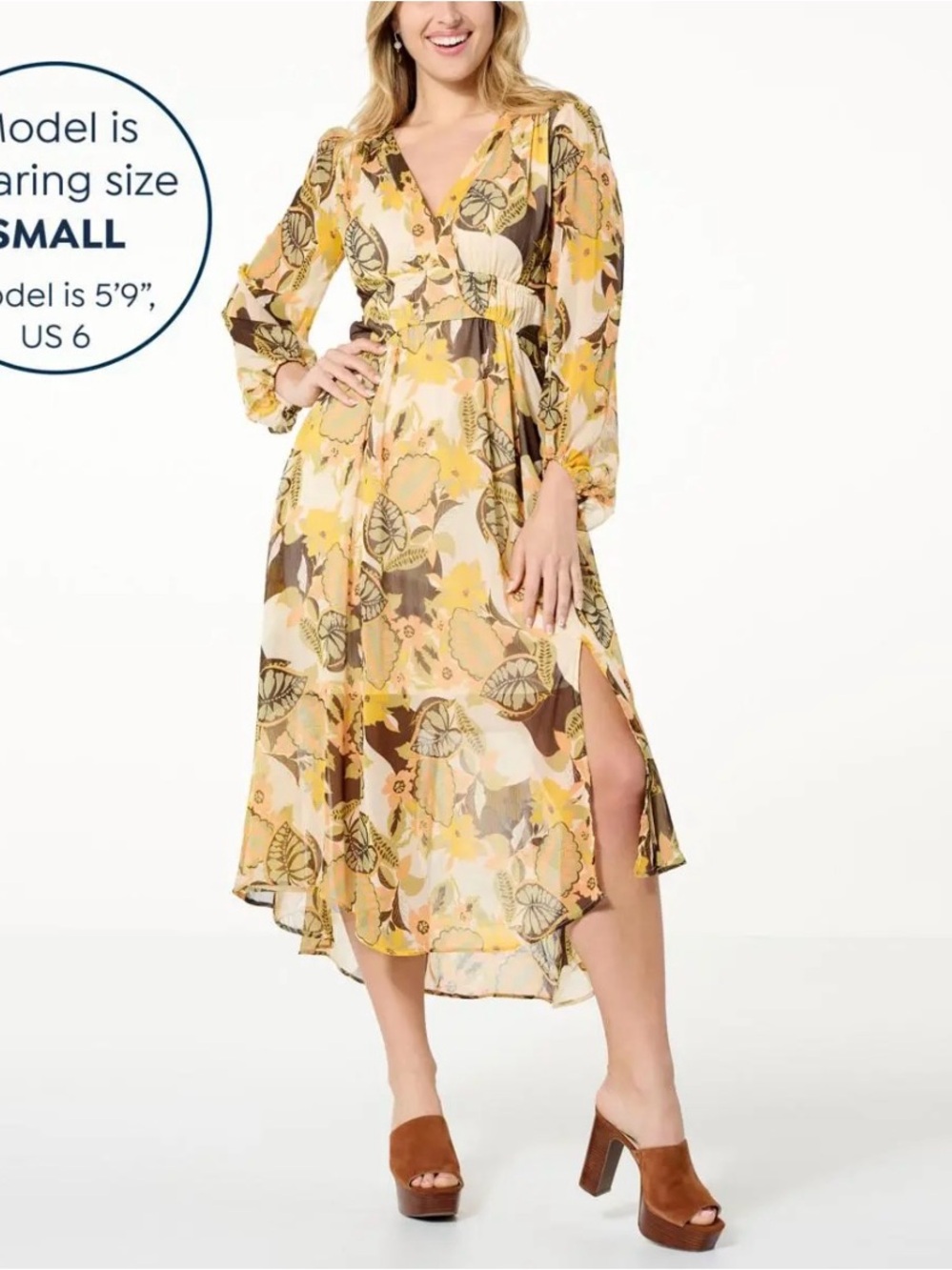 Floral Sleeve Midi Dress -